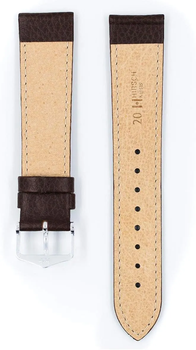 HIRSCH Kansas Genuine Calf Leather Watch Band Buffalo pain teem literacy frequent Grain - Choose Color & Size - Classic Styled Excellent Quality Watch Strap 