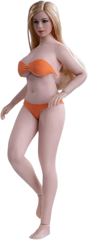 holding Bust Action Figure Doll Collection T05A 1/12 Scale Action Figure,6 inch Female Super-Flexible Slightly Fat Pale Skin Large 