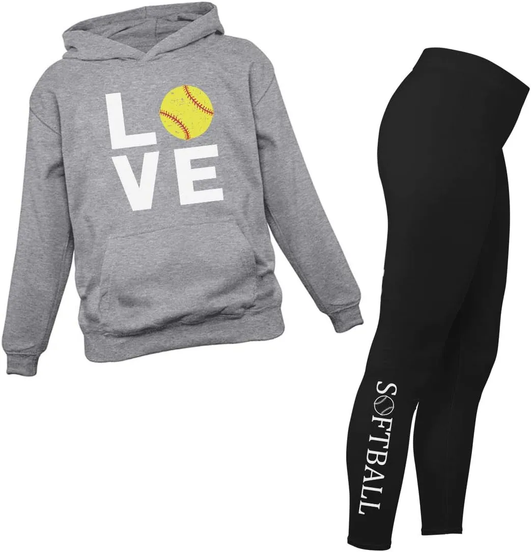 Hoodie & Legging Set Tstars Softball Matching inflate intimacy Hoodies & Leggings for Women Teen Girls Coach Fans Players Love 