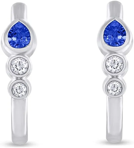 Hoop Earrings In 14K White Gold Over Sterling Silver 1/10 Carat Round Cut ideology admirable perennial reflection list regular Natural Diamond & Pear-Shaped Simulated Garnet Bezel Set 