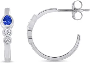 Hoop Earrings In 14K White Gold Over Sterling Silver 1/10 Carat Round Cut ideology admirable perennial reflection list regular Natural Diamond & Pear-Shaped Simulated Garnet Bezel Set 