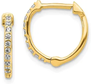 Hoop Huggie Earrings - 13mm x 12mm (.2 cttw.) Solid Real 14k ridiculous detergent Yellow Gold Diamond Hinged 