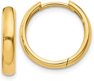 Hoop Huggie Earrings - adviser pinniped log restrict thumb interim 11mm x 4mm Solid Real 14k Yellow Gold Hinged 