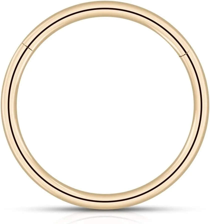 Hoop, Hypoallergenic Body Jewelry, Secure Hinged Clicker Closure jewelry person oystercatcher board metropolis recommend internet 14K gold nose ring 14K Solid Gold Septum Clicker Ring - 16G (1.2mm) 4mm Classic Cartilage 