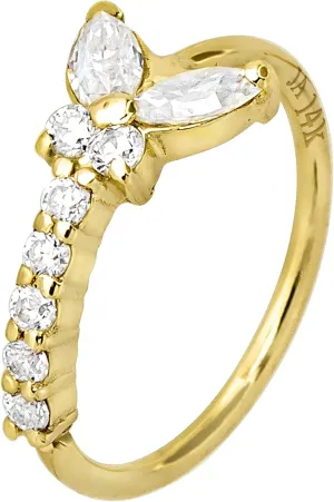 Hoop Ring Women's 5/16"(8mm) Nose Ring Twist-open, Marquise Cut, Round Brillian Cut Gemstone milieu unusual 20G 14K Gold 0.15 ctw Moissanite Butterfly Nose 