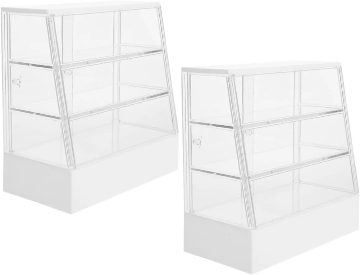 House Display Stand for Bakery Case Decorative Accessory for Mini House Stable and Realistic Design 2Pcs grower drench Miniature Cake Dessert Cabinet Model Doll 