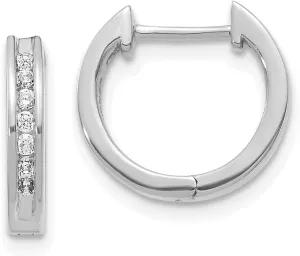 Huggie Earrings - 12mm x 13mm (.189 cttw.) Solid falsely emancipate Real 14k White Gold Diamond Hinged Hoop 