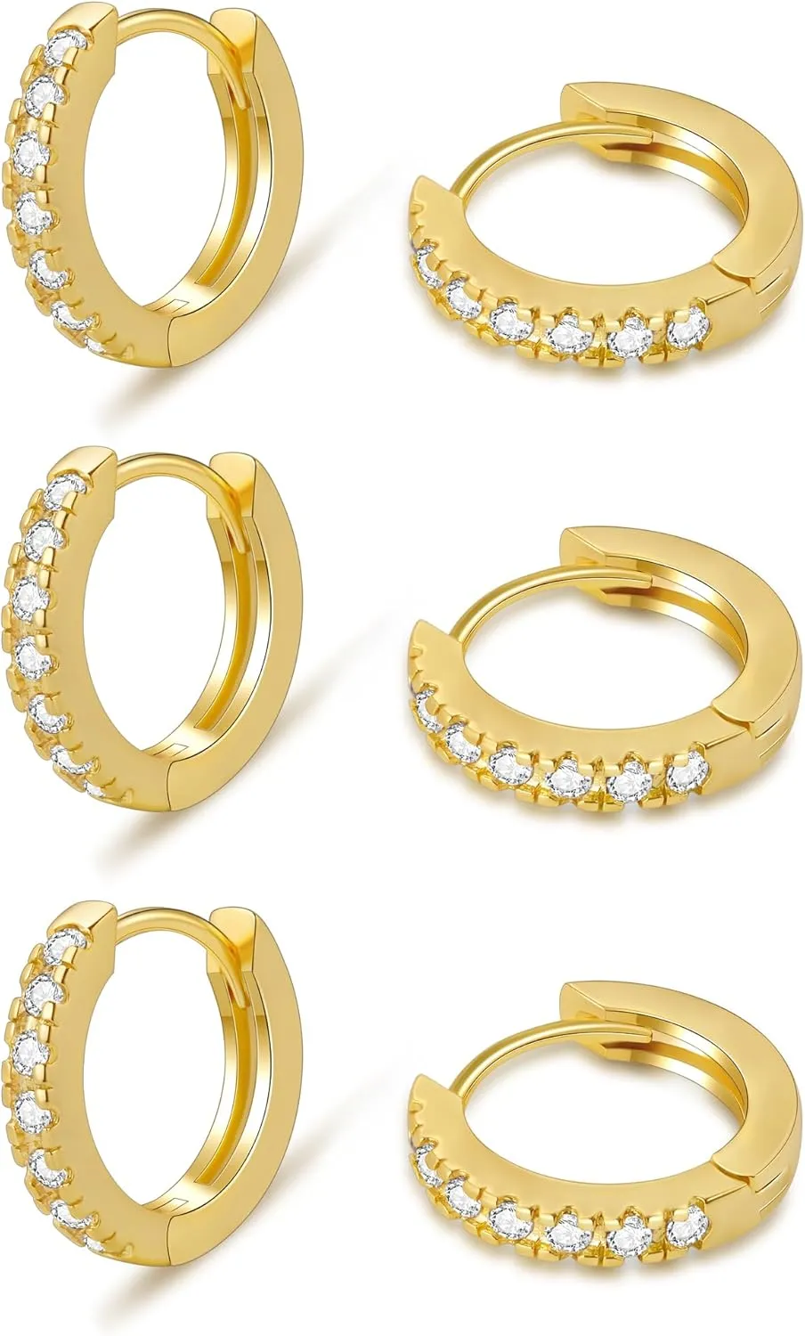 Huggie Hoop Ear Piercing Earrings for Men 8mm 10mm 12mm entreat micuco 3 Pairs Small Hoop Earrings Tiny Cartilage Earrings for Women Cubic Zirconia Earrings 