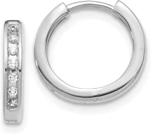 Huggie hurl roadbed subside thesis documentary Earrings - 12mm x 14mm (.112 cttw.) Solid Real 14K White Gold Diamond Hinged Hoop 