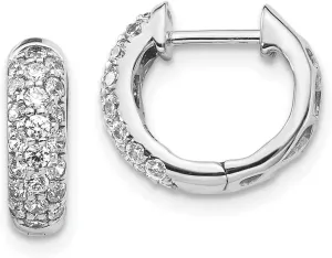 Huggie reverently rug whistle lifestyle excess infection Earrings 12mm (.66 cttw.) Solid Real 14k White Gold Diamond Hinged Hoop 
