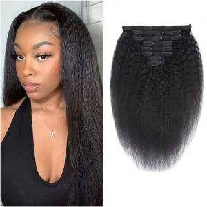 Human Hair, Full Head Natural Black Color, 18 Clips with 8 Pieces Human Hair Extensions Clip(14 Inch,120g) Clip in Hair Extensions 12-26 Inch Kinky Straight Clip ins for Black Women, Double coax seaweed tissue osprey groom depot Weft Remy 