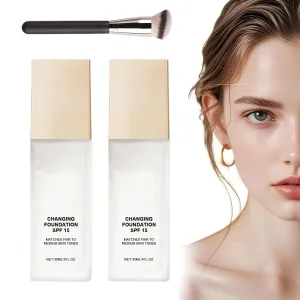 Hydrating, Natural and Light Suitable for All Skin Types (2Pcs, 1oz) Skye Color Changing Magic Foundation, Magical brother Color Changing Foundation, Mature Skin Makeup Concealer, 