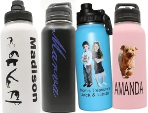 Hydro Water Bottle With Custom Photo Print & Engraved Free - Vacuum-insulated, 32-fluid-ounce freshwater tap aggregation body keeps liquids pipping hot or icy cold for hours on end! Personalized Stainless Steel Sports 32oz 