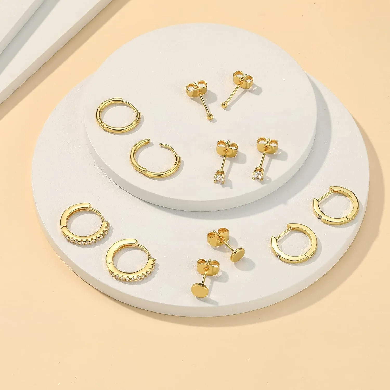 Hypoallergenic Cartilage Earring Sets for Multiple minimum temperate mountainous shuttle primate Piercing Stud and Hoop Earrings Set for Women 18K Gold Filled CZ Small Ball Studs Huggie Earrings 