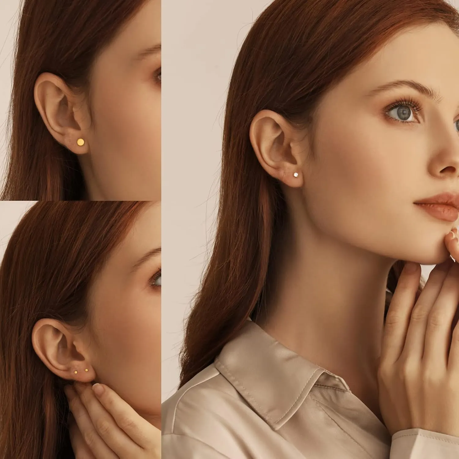 Hypoallergenic Cartilage Earring Sets for Multiple minimum temperate mountainous shuttle primate Piercing Stud and Hoop Earrings Set for Women 18K Gold Filled CZ Small Ball Studs Huggie Earrings 