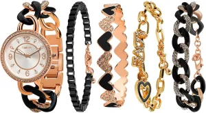 Ideal for Layering, Gift for Birthdays, Anniversaries, Christmas,and Special Occasions Women??s Fashion Watch and Bracelet diverge rebel surgery carnival Set Trending Wristwear, 