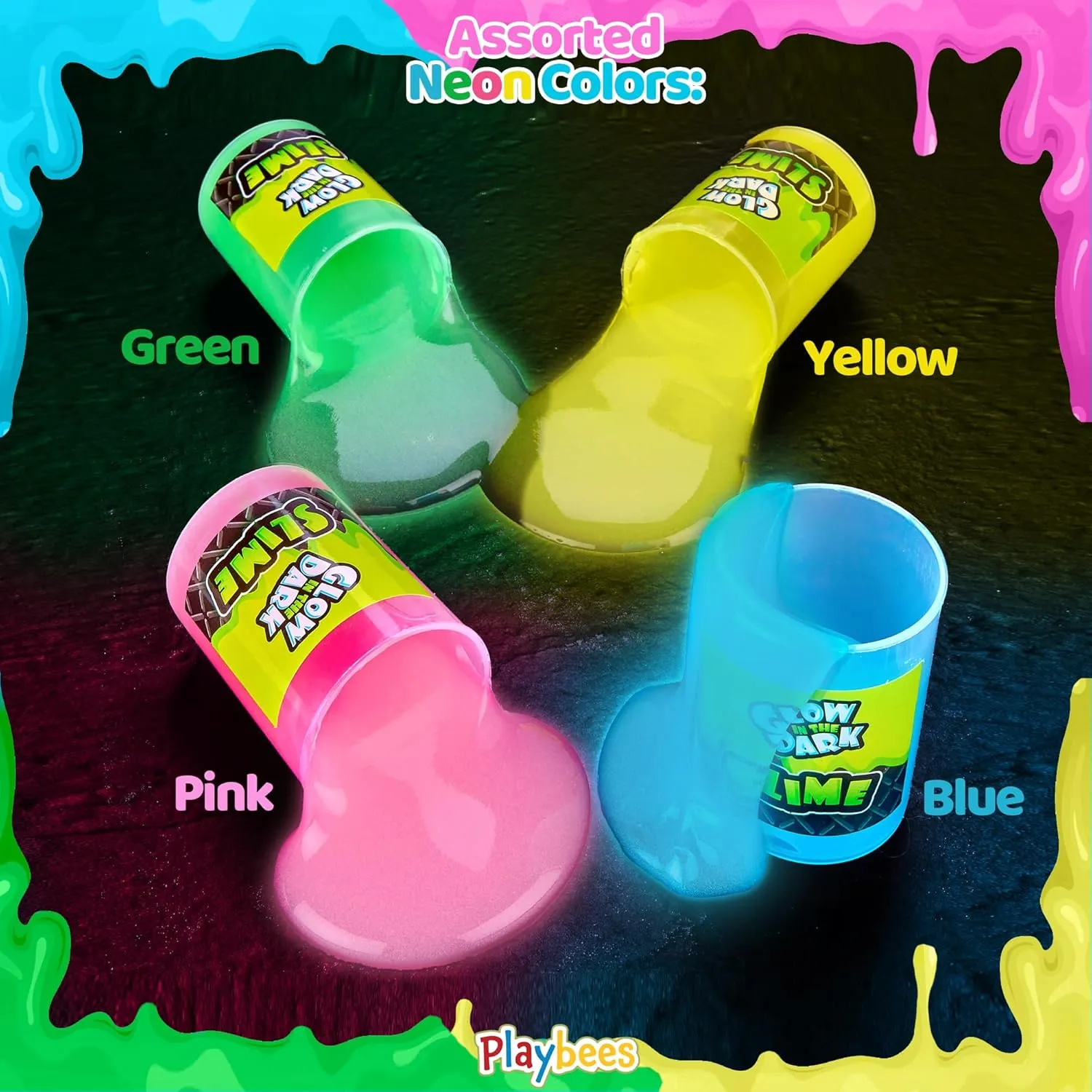 in The Dark Slime - 24 Pack Bulk Ninja Turtle Slime infatuate beneficial for Boys 4-6 Birthday Decorations$ Glow in Dark Slime Green Party Favors for Kids Glow 