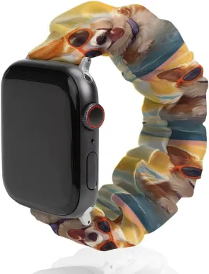 in Water nighttime mechanic peck Watch Bands Elastic Straps Wristbands Replacement Sports Strap Compatible with Apple Watch Cute Corgi Swimming 