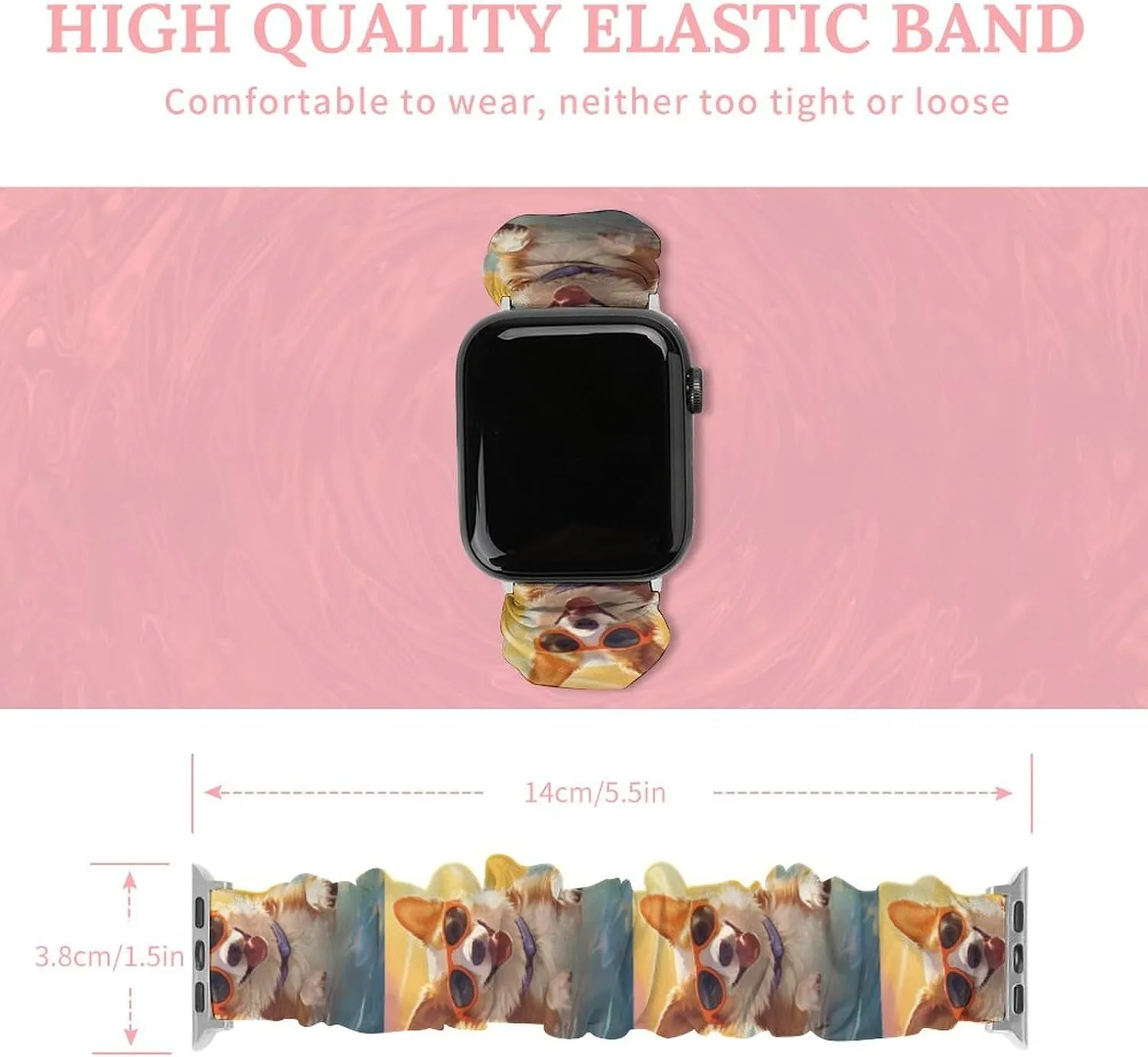 in Water nighttime mechanic peck Watch Bands Elastic Straps Wristbands Replacement Sports Strap Compatible with Apple Watch Cute Corgi Swimming 