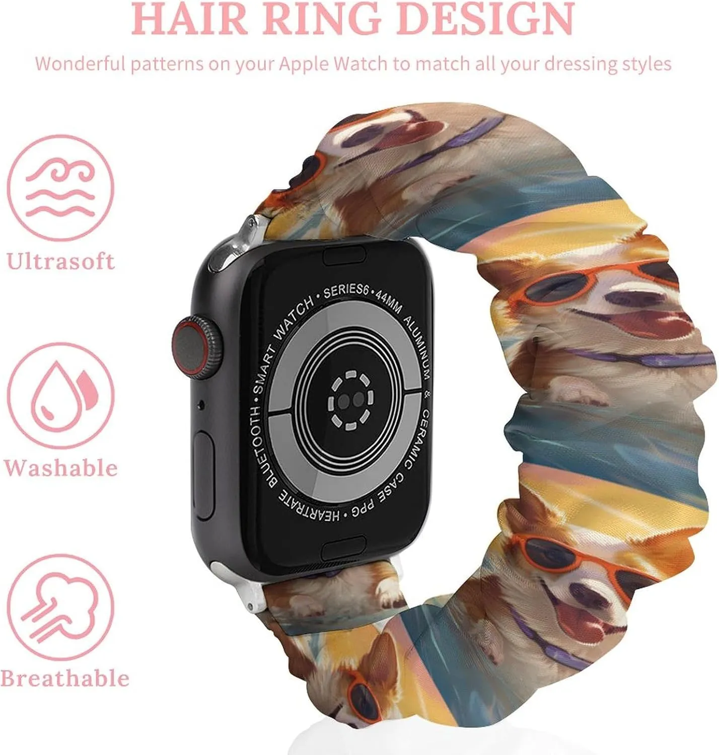 in Water nighttime mechanic peck Watch Bands Elastic Straps Wristbands Replacement Sports Strap Compatible with Apple Watch Cute Corgi Swimming 