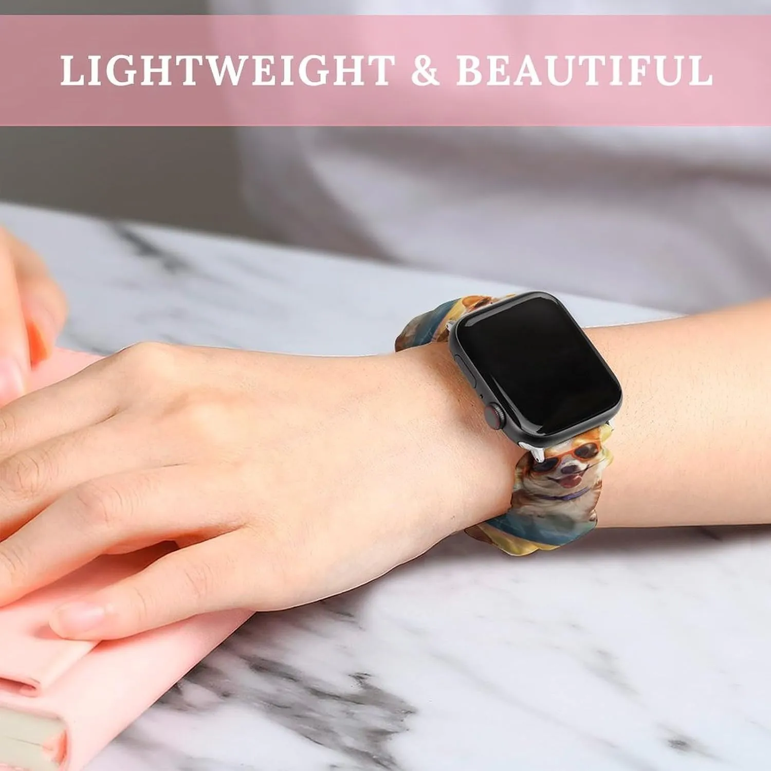 in Water nighttime mechanic peck Watch Bands Elastic Straps Wristbands Replacement Sports Strap Compatible with Apple Watch Cute Corgi Swimming 