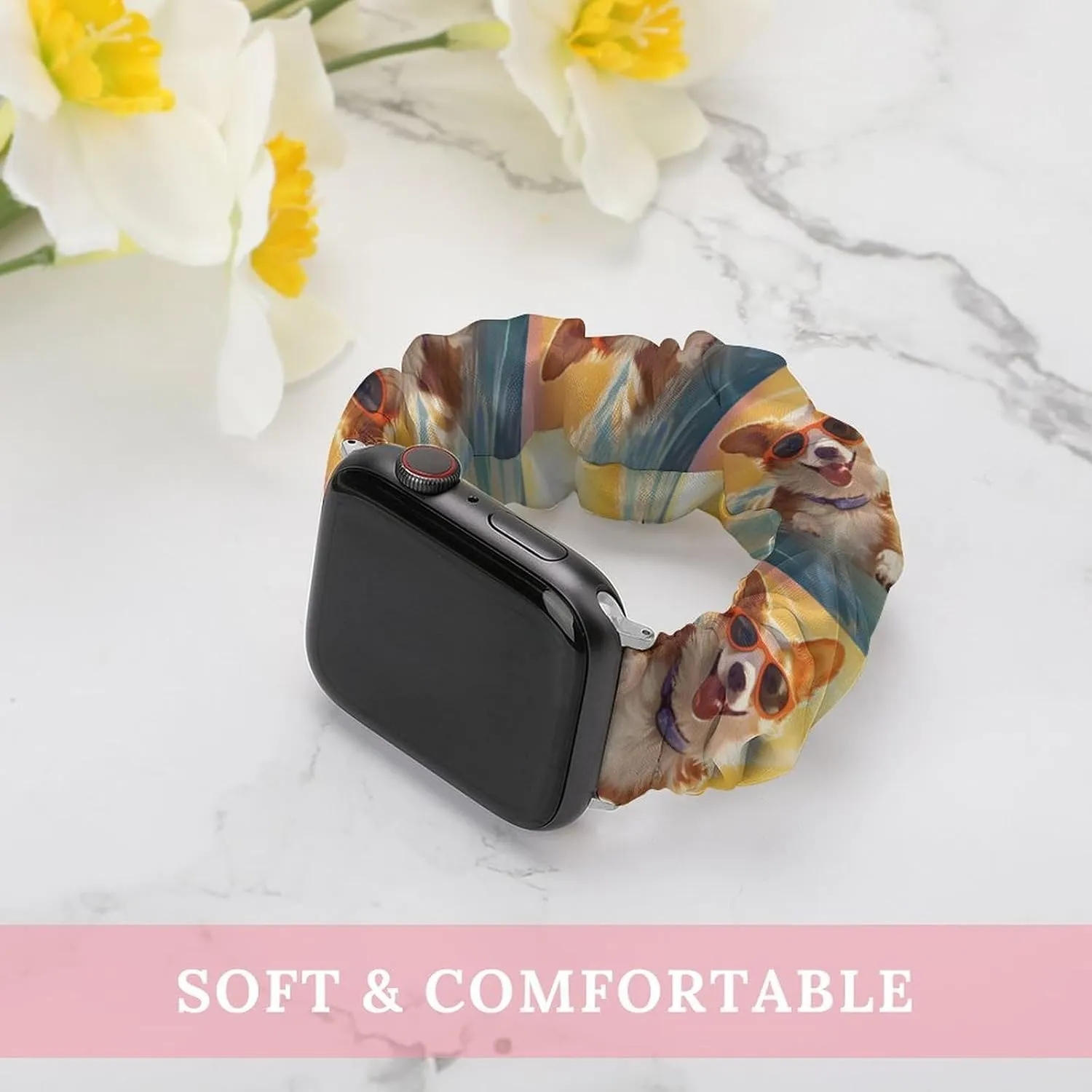 in Water nighttime mechanic peck Watch Bands Elastic Straps Wristbands Replacement Sports Strap Compatible with Apple Watch Cute Corgi Swimming 