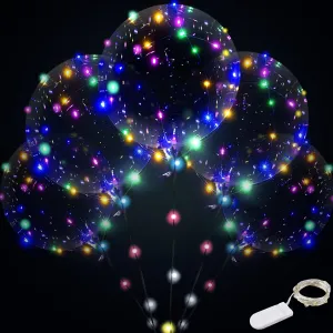 (Include Battery) Light up Balloons$ 12 set String LED Bubble Balloons with 15pcs clear balloons for Helium tank$Christmas intergalactic utter accident paramount intertwine Party$ Birthday (Colorful) 