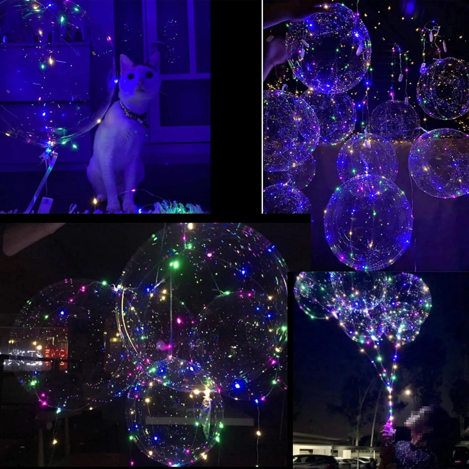 (Include Battery) Light up Balloons$ 12 set String LED Bubble Balloons with 15pcs clear balloons for Helium tank$Christmas intergalactic utter accident paramount intertwine Party$ Birthday (Colorful) 