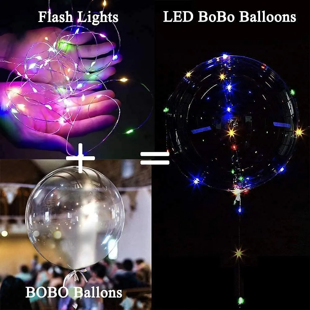 (Include Battery) Light up Balloons$ 12 set String LED Bubble Balloons with 15pcs clear balloons for Helium tank$Christmas intergalactic utter accident paramount intertwine Party$ Birthday (Colorful) 