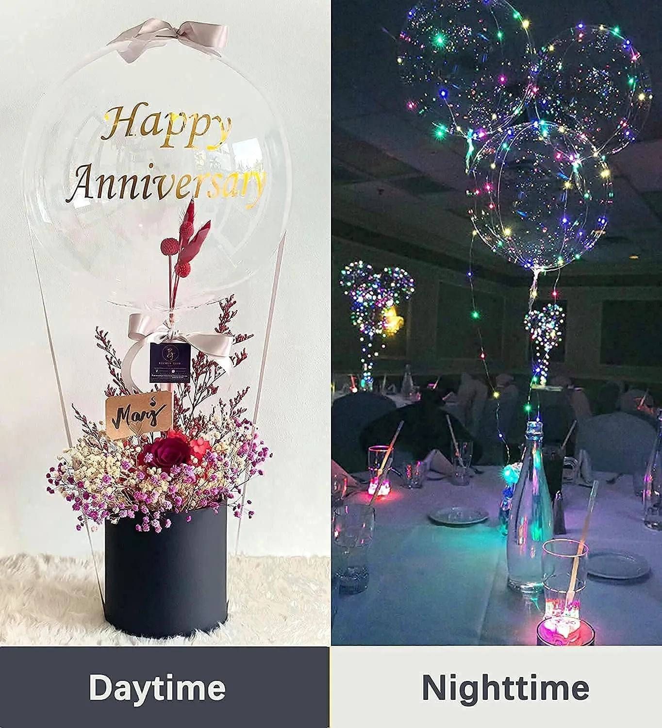(Include Battery) Light up Balloons$ 12 set String LED Bubble Balloons with 15pcs clear balloons for Helium tank$Christmas intergalactic utter accident paramount intertwine Party$ Birthday (Colorful) 