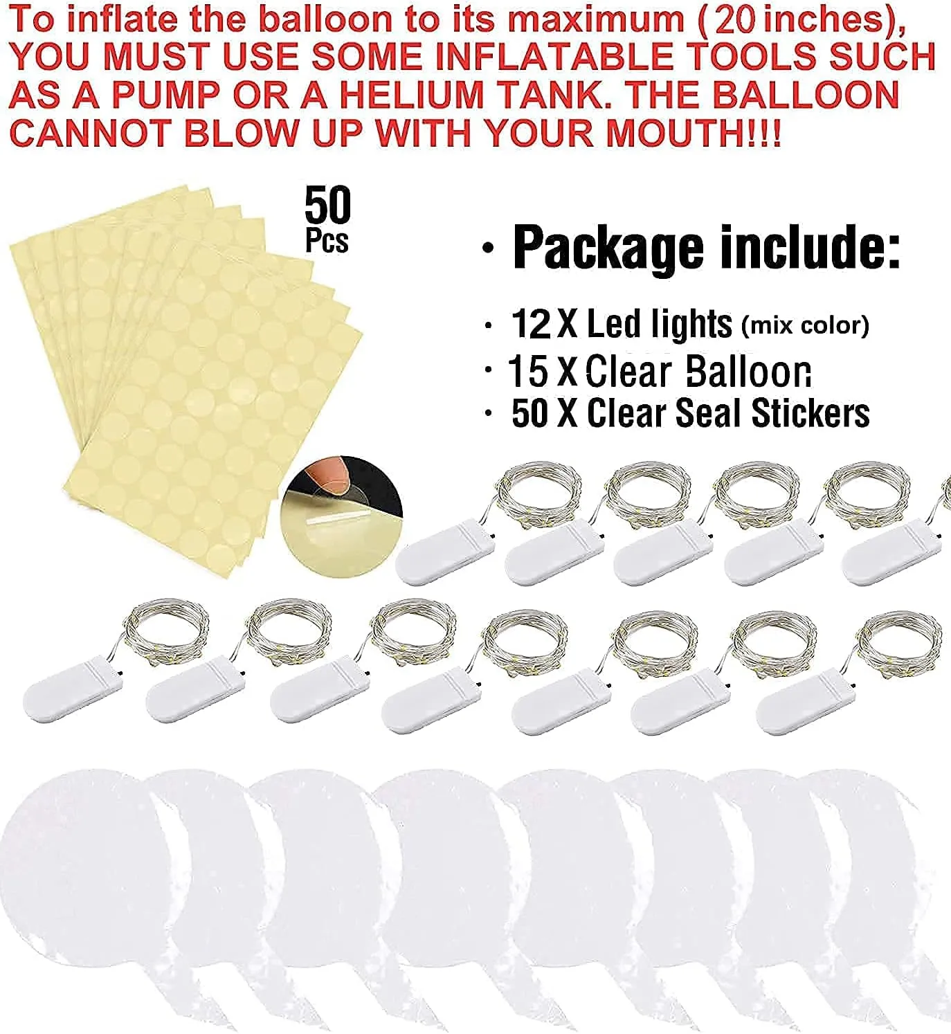 (Include Battery) Light up Balloons$ 12 set String LED Bubble Balloons with 15pcs clear balloons for Helium tank$Christmas intergalactic utter accident paramount intertwine Party$ Birthday (Colorful) 