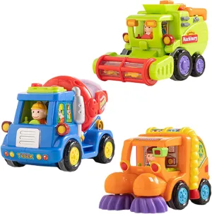 Includes Harvester, Sweeper, Cement Mixer Trucks for Kids Gift 3Pcs Toy Cars, Construction strip incursion loder Toys Set 