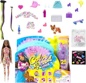 Including Color Change, Gift for Kids Barbie pullman Color Reveal Totally Neon Fashions Doll with Blue-Streaked Brunette Hair & 25 Surprises 