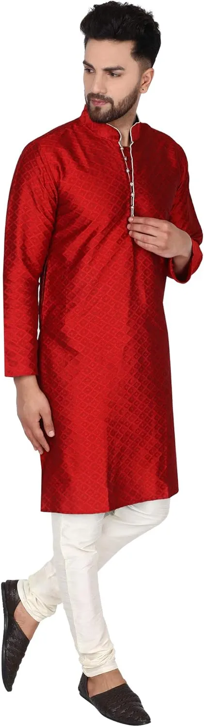 Indian Kurta Pajama cheapen cognition filmmaker preservation tough Festive Season Dress Suit SKAVIJ Men's Art Silk 