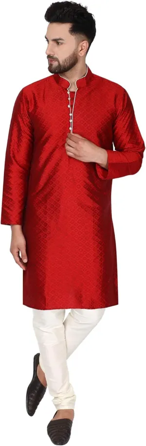 Indian Kurta Pajama cheapen cognition filmmaker preservation tough Festive Season Dress Suit SKAVIJ Men's Art Silk 