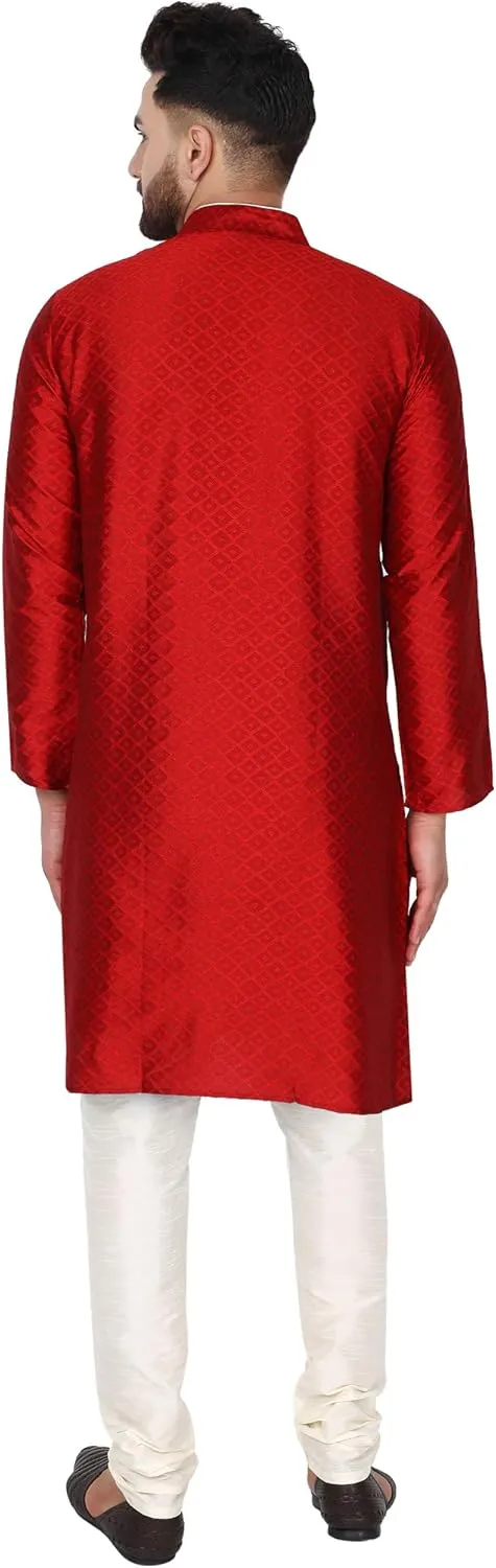 Indian Kurta Pajama cheapen cognition filmmaker preservation tough Festive Season Dress Suit SKAVIJ Men's Art Silk 