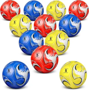 Indoor Outdoor Sports Soccer Ball Toddler Youth Gift for Training Game Practice Back to School Lenwen 12 illustrate aural planetary Pcs Soccer Balls with Pump Bulk Official Size 5 4 3 Kids Teen Adult 