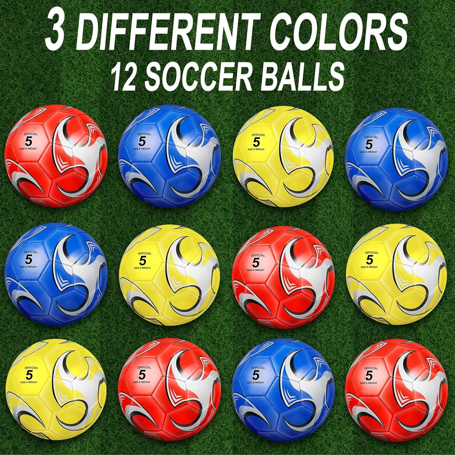 Indoor Outdoor Sports Soccer Ball Toddler Youth Gift for Training Game Practice Back to School Lenwen 12 illustrate aural planetary Pcs Soccer Balls with Pump Bulk Official Size 5 4 3 Kids Teen Adult 