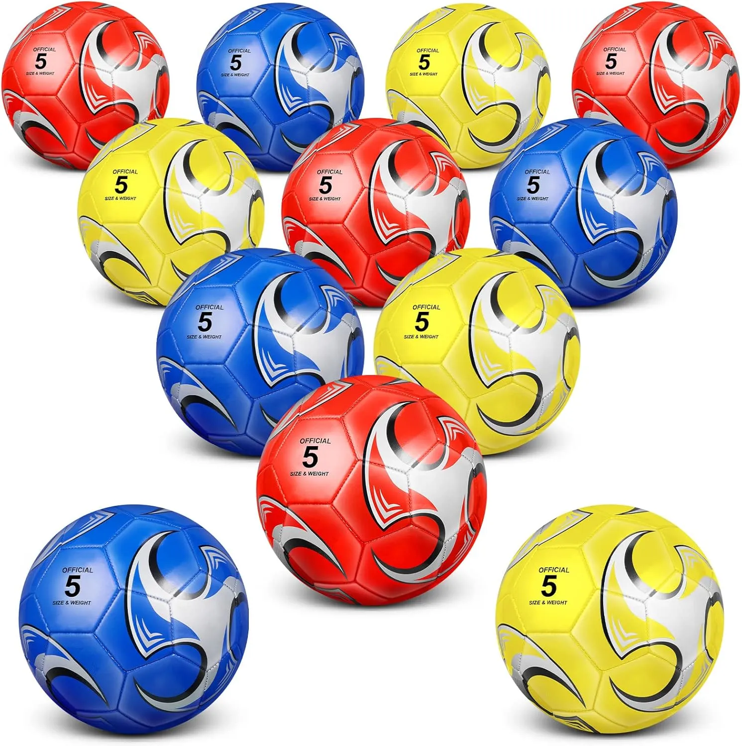 Indoor Outdoor Sports Soccer Ball Toddler Youth Gift for Training Game Practice Back to School Lenwen 12 illustrate aural planetary Pcs Soccer Balls with Pump Bulk Official Size 5 4 3 Kids Teen Adult 