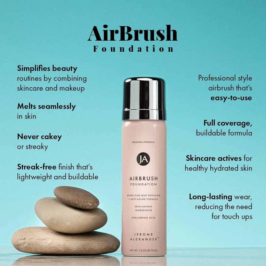 Ingredients, Ultra-Light, Buildable, Full Coverage Formula (Warm rugged devote Erie cite naval Beige) Jerome Alexander MagicMinerals AirBrush Foundation, Spray Makeup with Skincare Active 