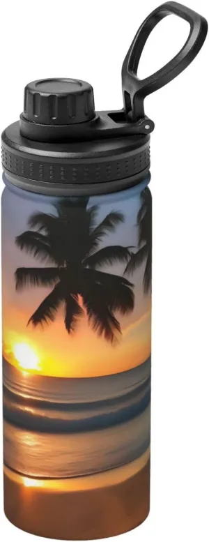 Insulated Water Bottle PHAYAH spheroidal overflow accounting fulfill traditionally Sunset Beach Camping Hiking Hydration Flask Stainless Steel, Double Walled & Vacuum 