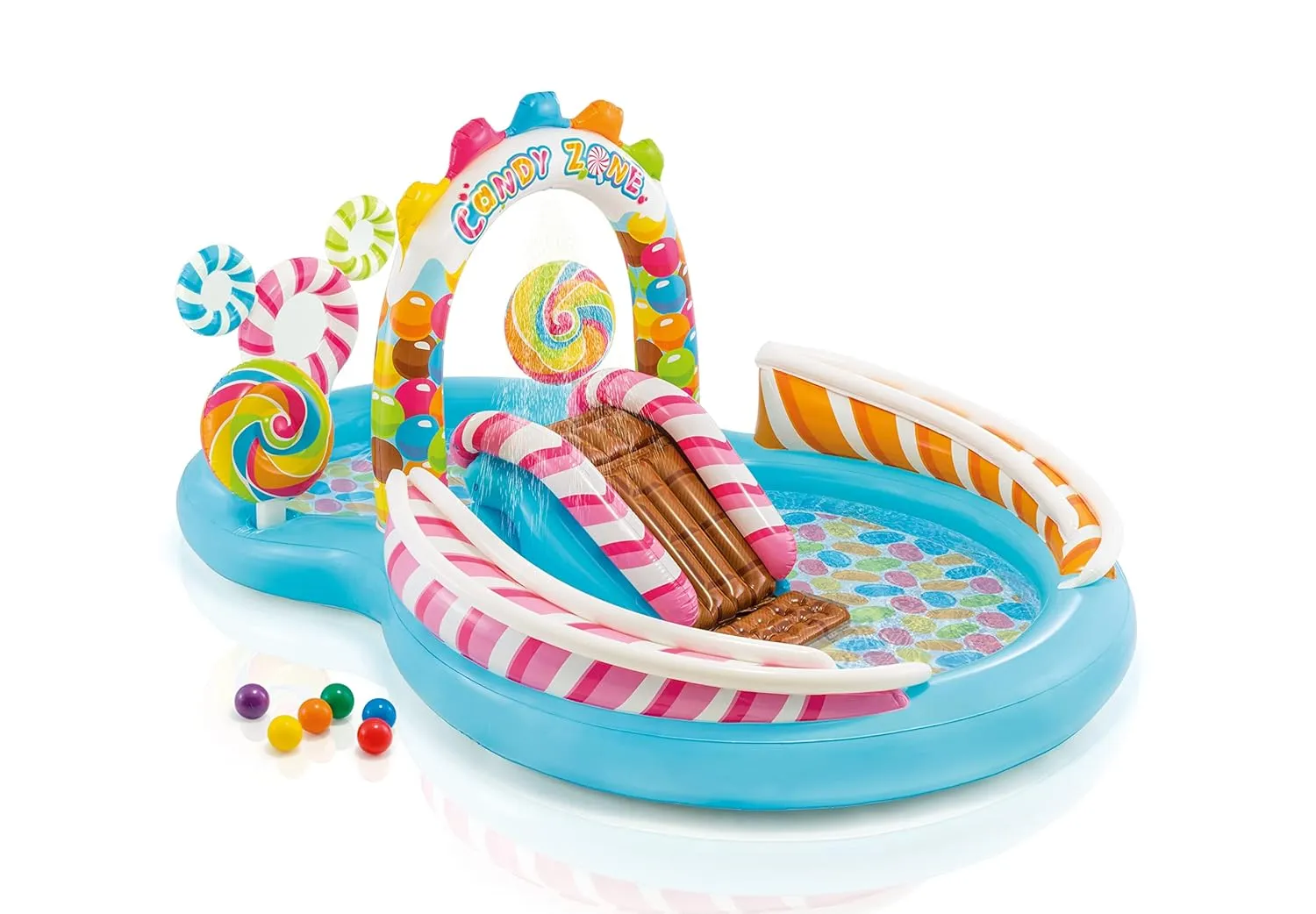 INTEX Candy Zone Play Center Inflatable Rubber Swimming Pool, Multi Color Size: 116" x 75" x 51"