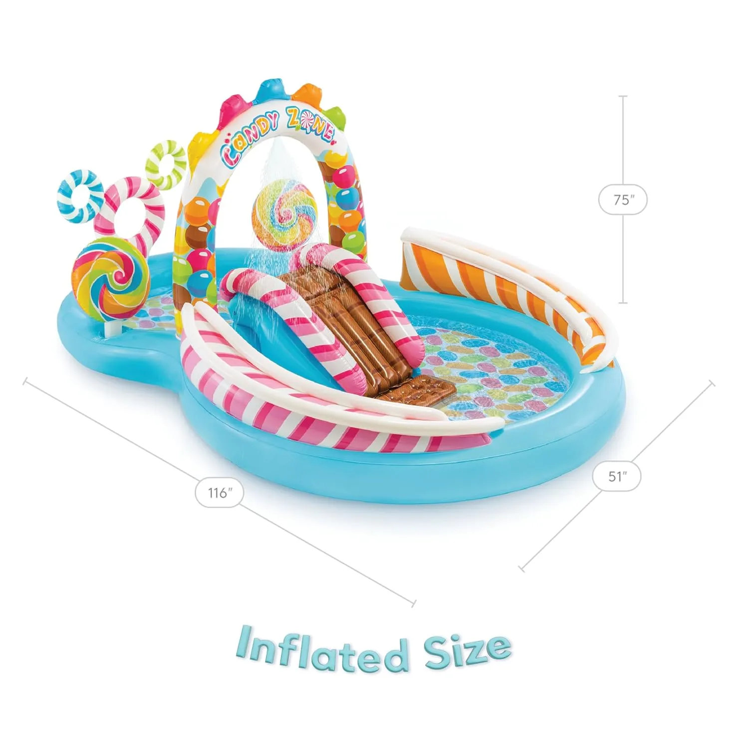 INTEX Candy Zone Play Center Inflatable Rubber Swimming Pool, Multi Color Size: 116" x 75" x 51"