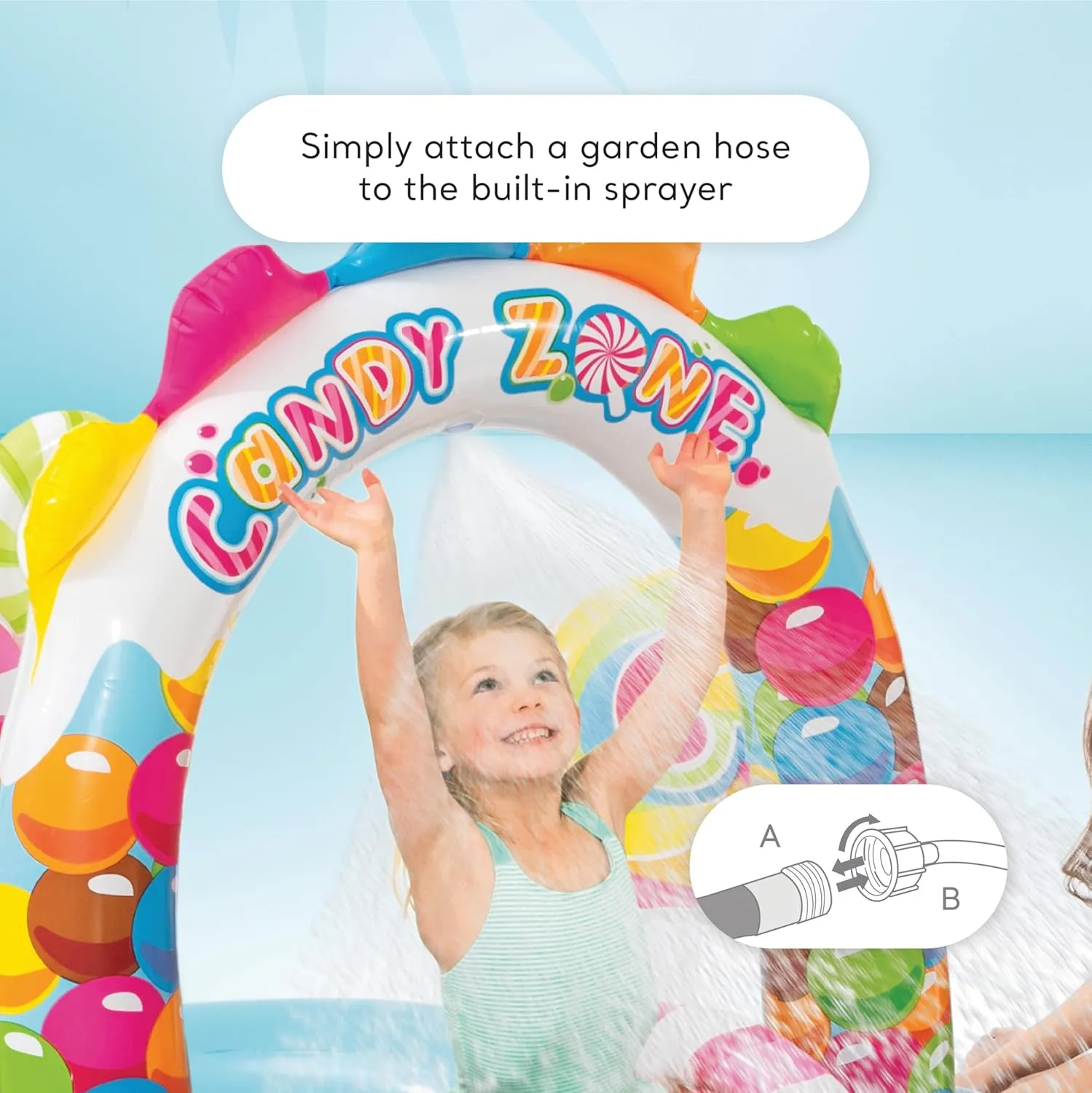 INTEX Candy Zone Play Center Inflatable Rubber Swimming Pool, Multi Color Size: 116" x 75" x 51"