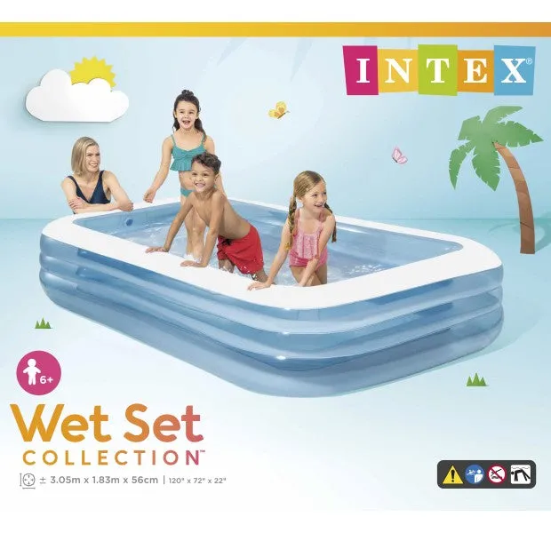 Intex Wet Set Inflatable Rectangular Family Pool – 3.05m x 1.83m x 56cm for Kids 6 