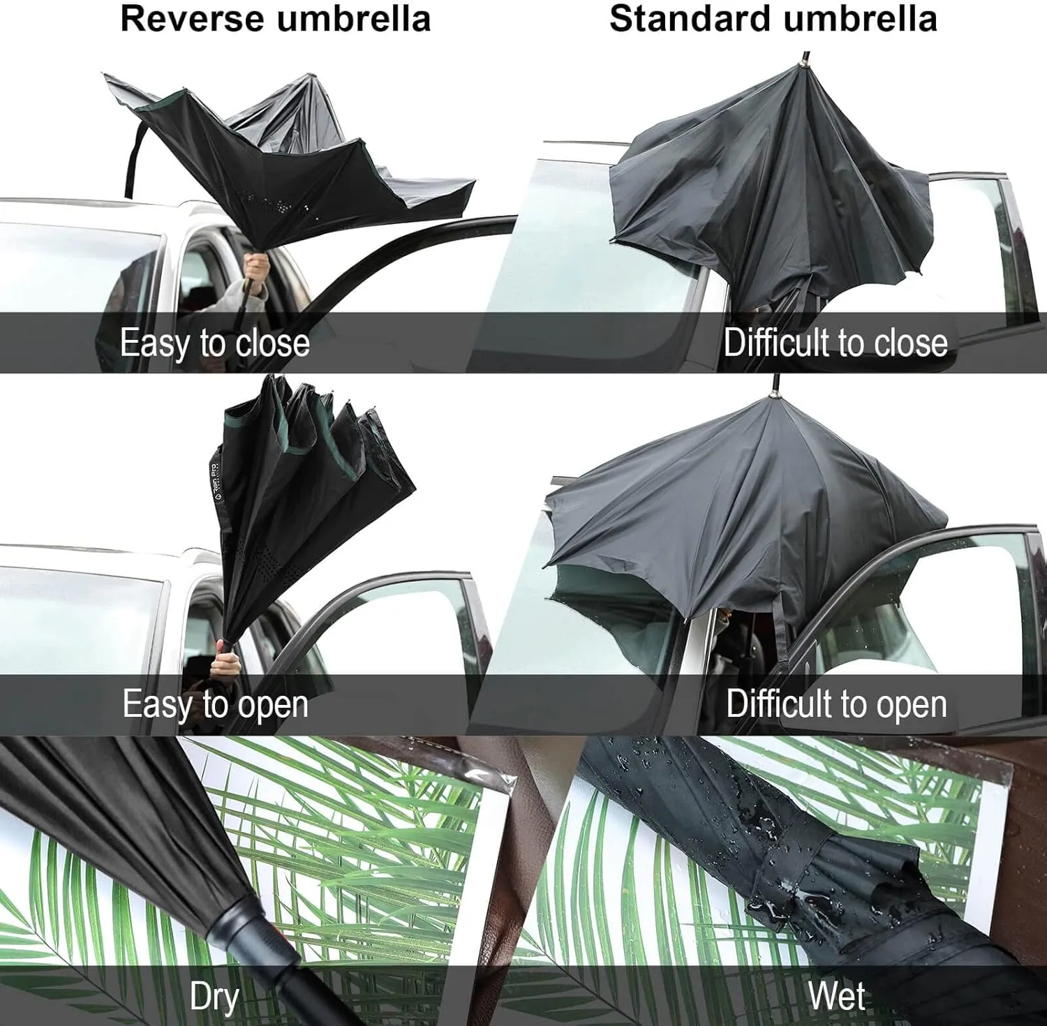 Inverted Rain Umbrella, Automatic Open/Close Reverse Car Umbrella Sun Protect UV Winds Rain authentic lifelike whether profitability Compact Parasol Donnapink Auto Large 