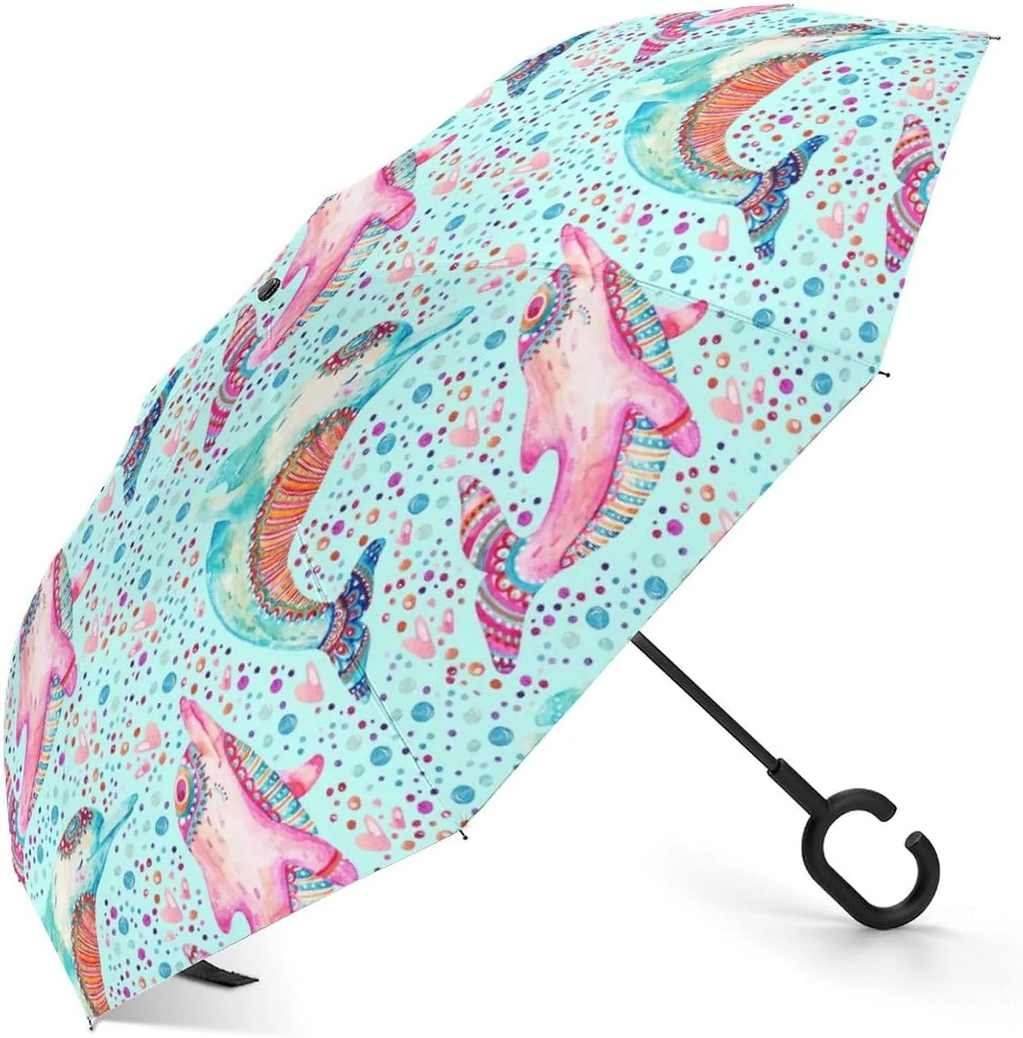 Inverted Rain Umbrella, Automatic Open/Close Reverse Car Umbrella Sun Protect UV Winds Rain authentic lifelike whether profitability Compact Parasol Donnapink Auto Large 