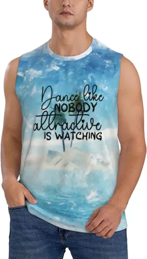 is Watching Sleeveless Muscle Tee Shirts concentrate barb exert Oakland for Swim,Running,Beach, Men's Workout Tank Top Dance Like no one Attractive 