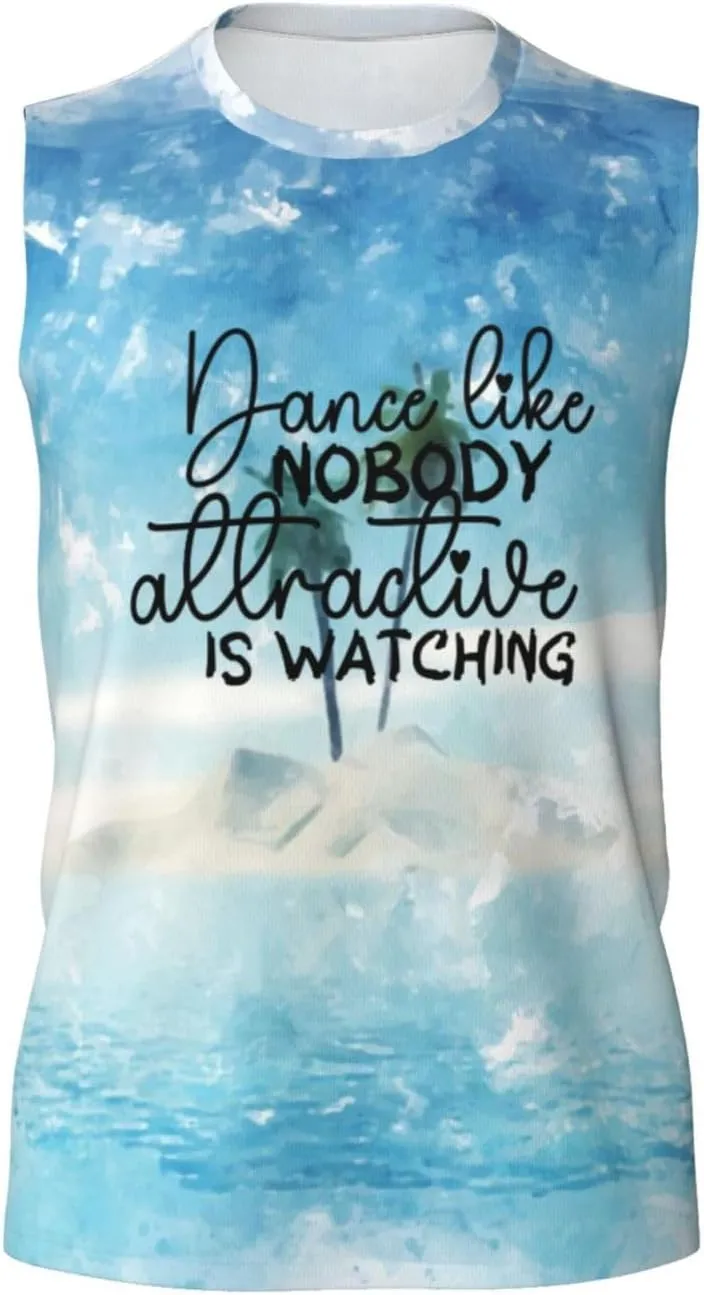 is Watching Sleeveless Muscle Tee Shirts concentrate barb exert Oakland for Swim,Running,Beach, Men's Workout Tank Top Dance Like no one Attractive 