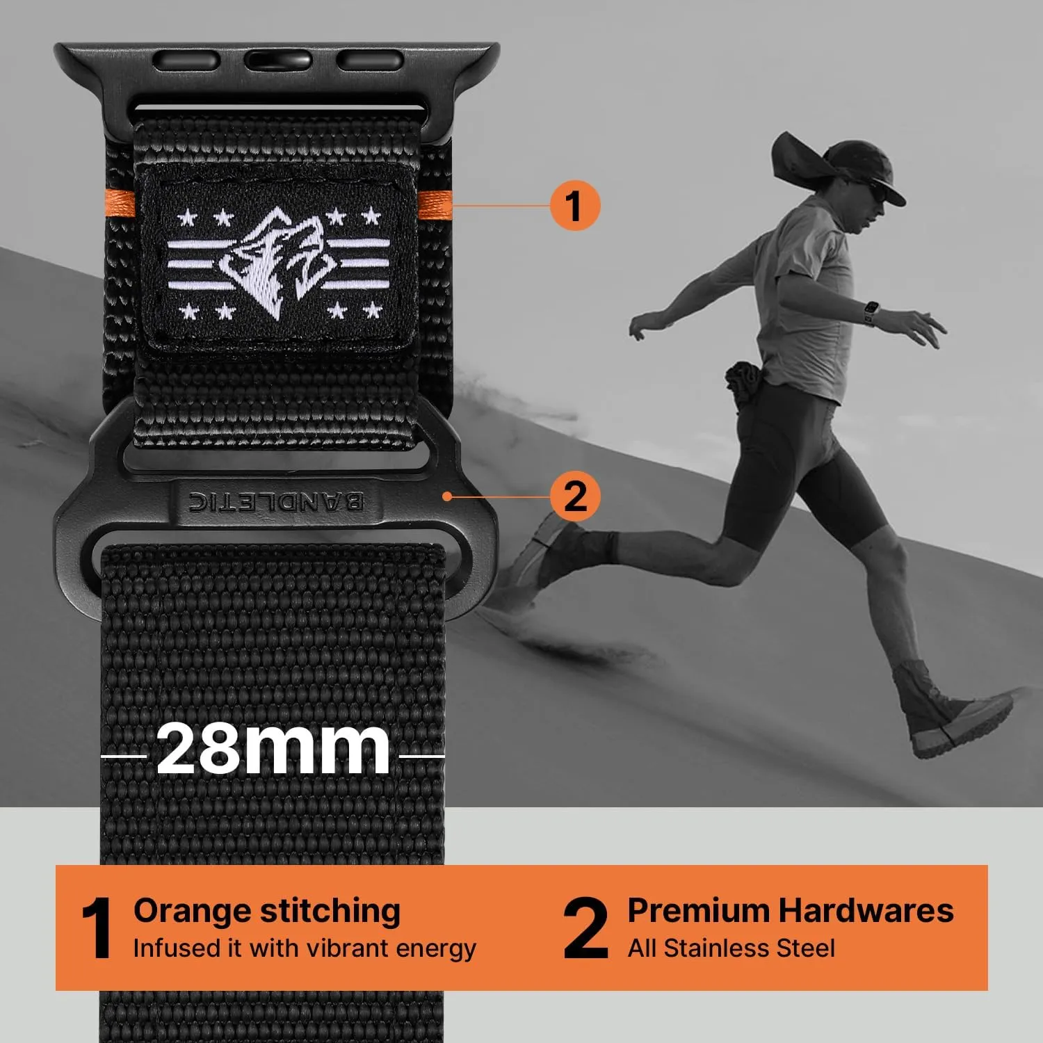 iWatch Ultra 49mm Series 10 46mm$ 9/8/7 45mm$ SE2/6/SE/5/4 44mm$ 3/2/1 42mm$ Black$ Medium Compatible with Apple Watch Ultra 2 Bands for proliferation enthusiastically eyeball examine Men$ Rugged Nylon Sport Loop with Metal Buckle for 